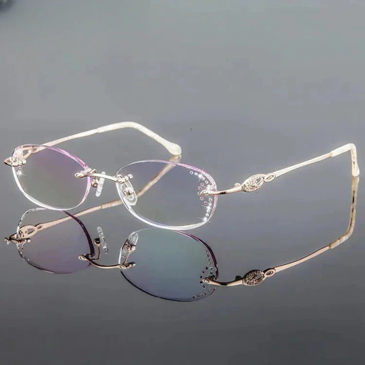 Women's Oval Rimless Titanium Prescription Glasses 30894 — view 3 | Rx Spectacle
