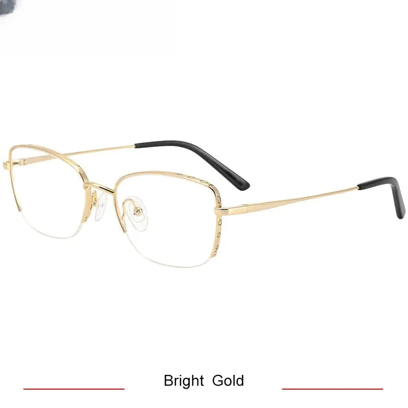 Women's Cat Eye Semi-Rimless Titanium Prescription Glasses 60311 — view 4 | Rx Spectacle