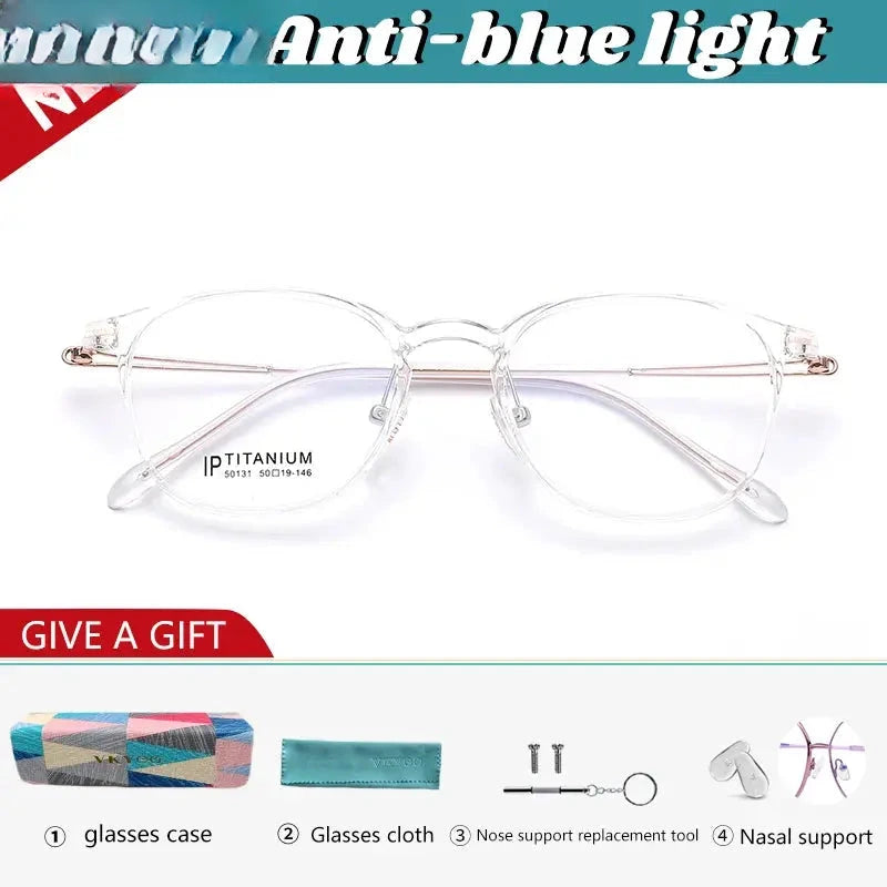 Women's Round Full Rim Titanium Reading Glasses 50131 — view 6 | Rx Spectacle
