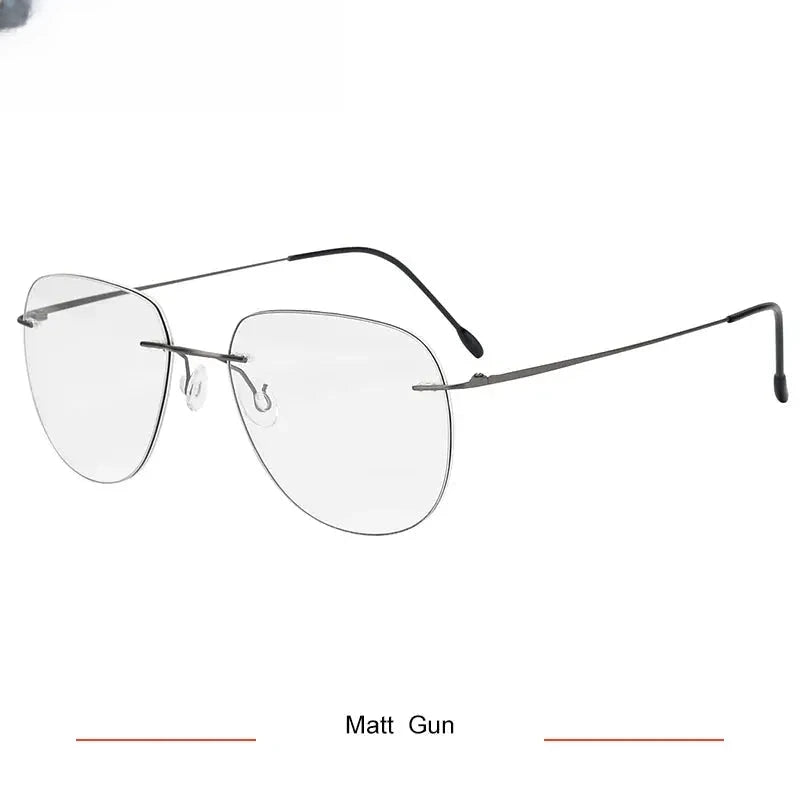 Unisex Oval Rimless Titanium Prescription Glasses Kr05 — view 9 | Rx Spectacle