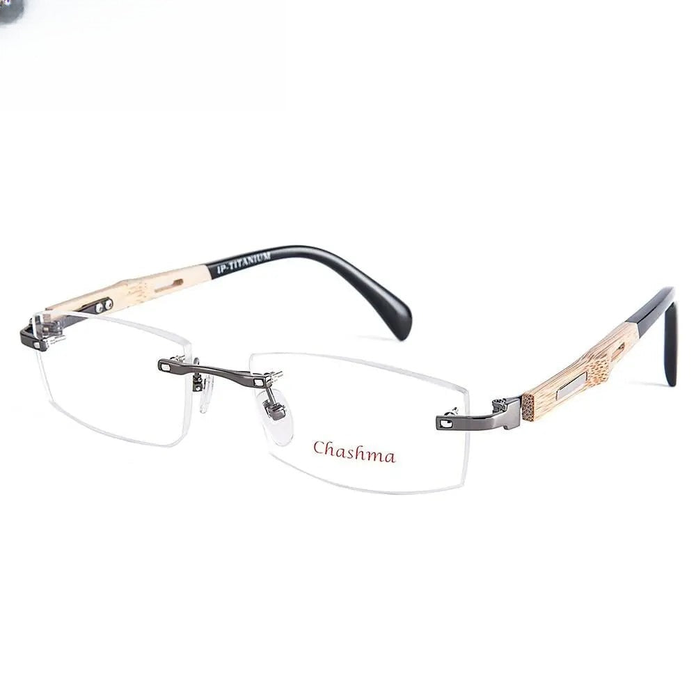 Men's Square Rimless Titanium Prescription Glasses 866 — view 1 | Rx Spectacle