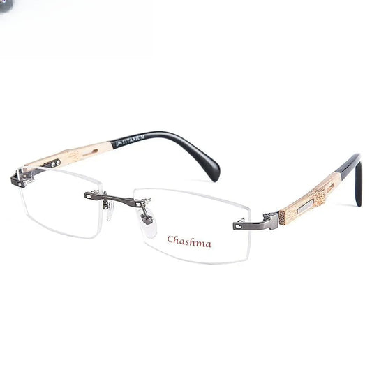 Men's Square Rimless Titanium Prescription Glasses 866 — view 1 | Rx Spectacle