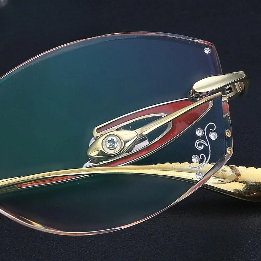 Women's Oval Rimless Titanium Prescription Glasses P208 — view 5 | Rx Spectacle
