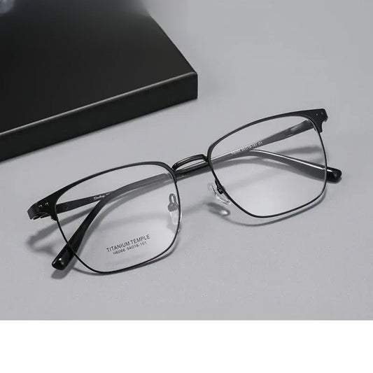 Unisex Browline Full Rim Titanium Prescription Glasses 76066 — view 1 | Rx Spectacle