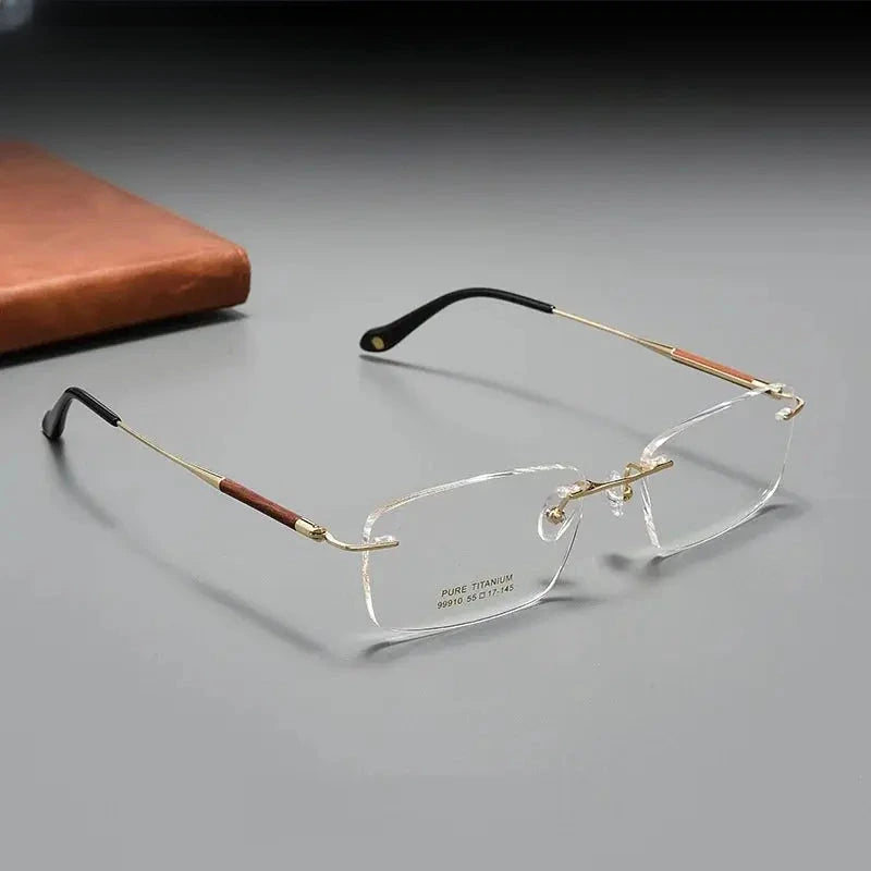 Unisex Square Rimless Titanium Prescription Glasses 799910 — view 1 | Rx Spectacle