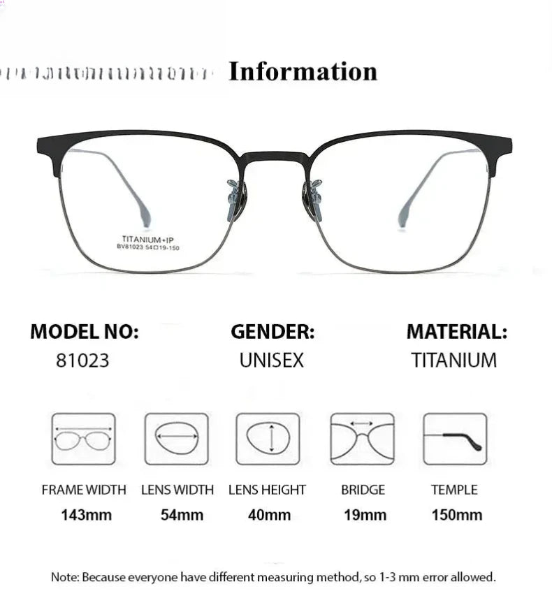 Men's Square Full Rim Titanium Prescription Glasses 81023 — view 2 | Rx Spectacle