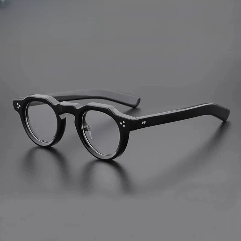 Unisex Round Full Rim Acetate Flat Top Prescription Glasses Y4341 — view 5 | Rx Spectacle