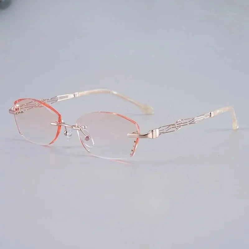 Women's Oval Rimless Titanium Prescription Glasses 658072 — view 6 | Rx Spectacle
