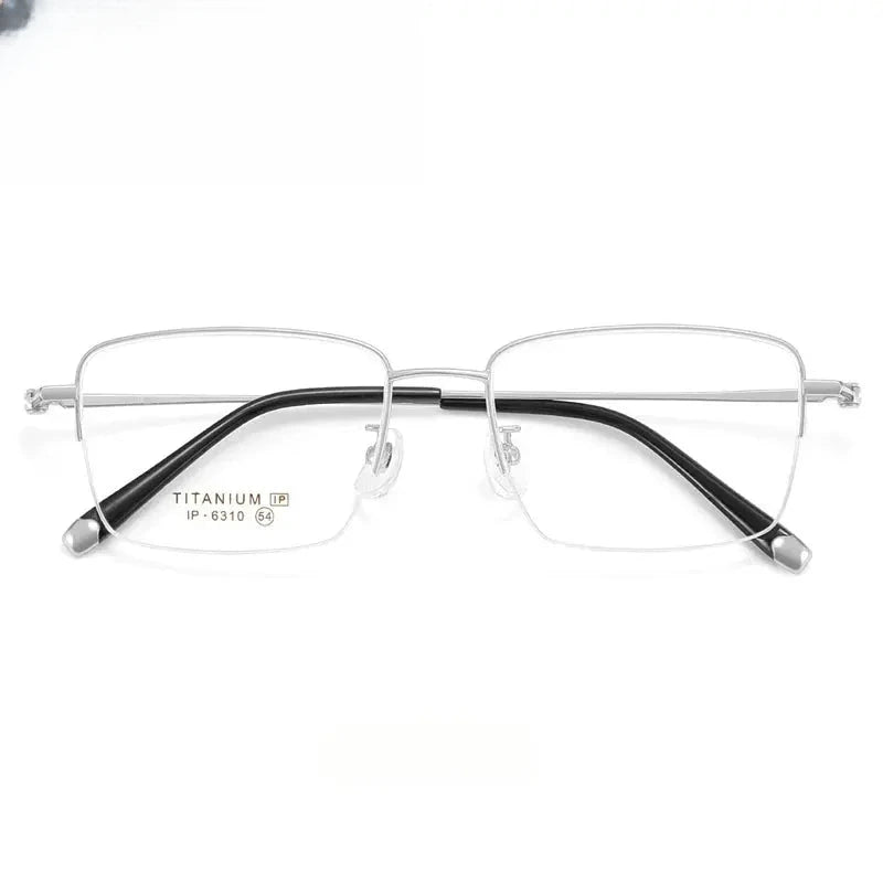 Unisex Polygon Semi-Rimless Titanium Prescription Glasses 966310 — view 6 | Rx Spectacle