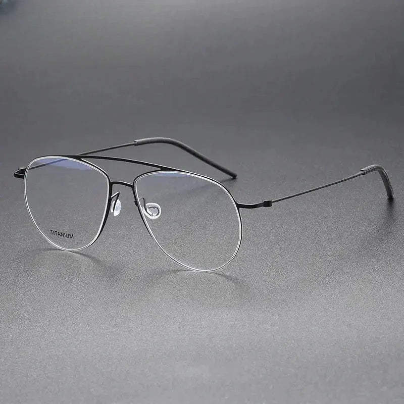 Men's Oval Full Rim Titanium Double Bridge Prescription Glasses 775507 — view 6 | Rx Spectacle