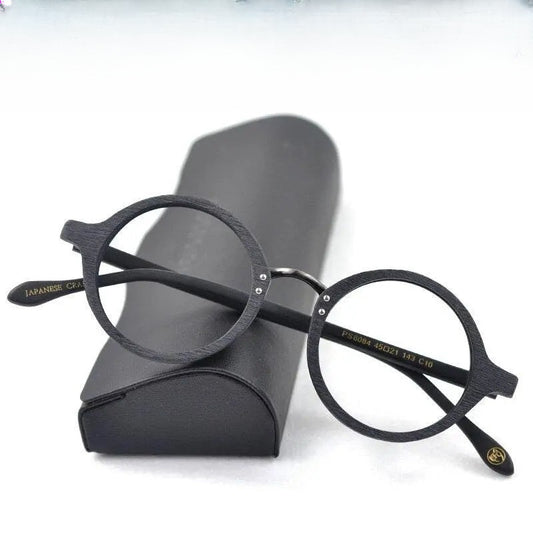 Men's Round Full Rim Wood Prescription Glasses Ps6084 — view 1 | Rx Spectacle