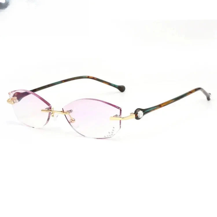 Women's Oval Rimless Titanium Prescription Glasses 77007 — view 4 | Rx Spectacle