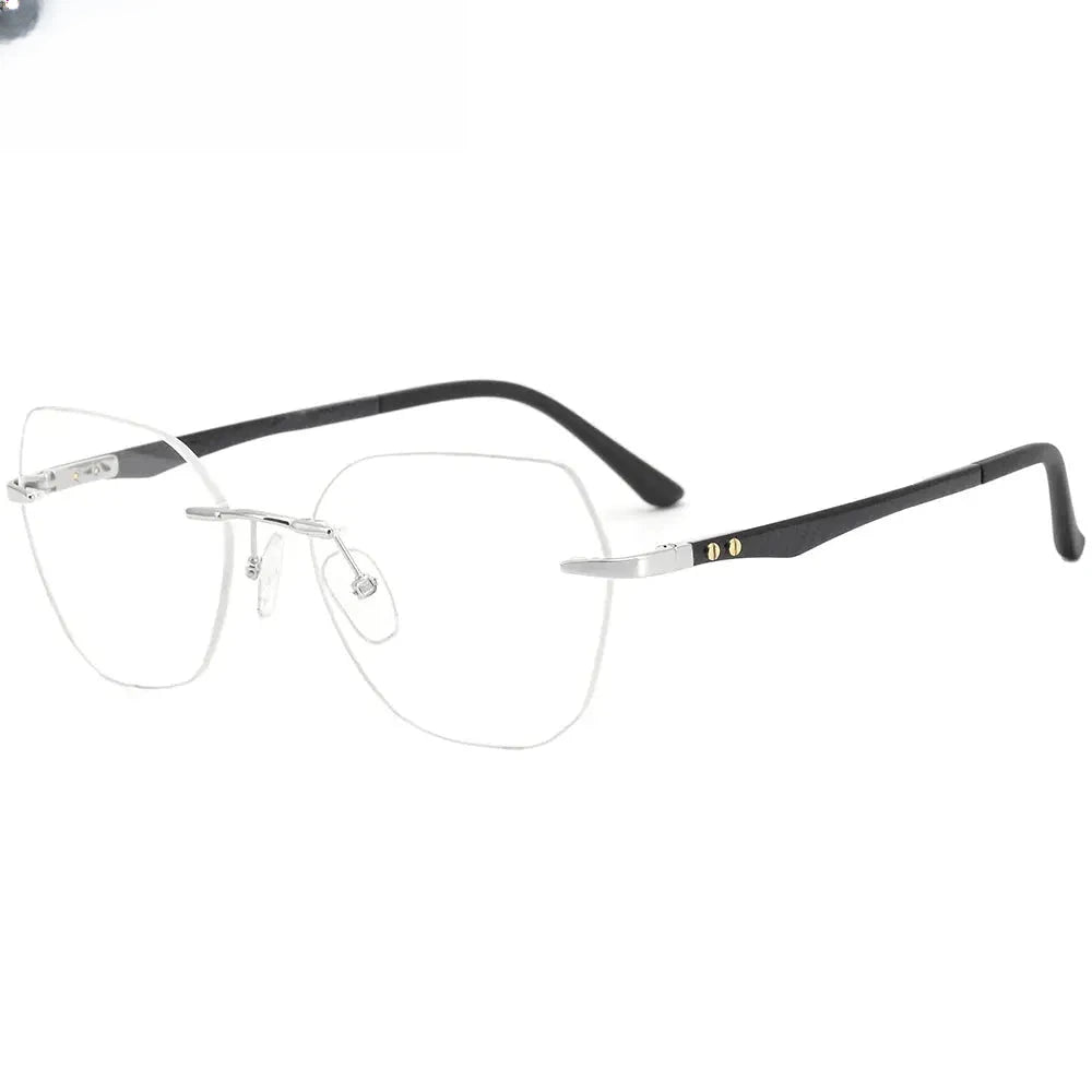 Women's Polygon Rimless Titanium Flat Top Prescription Glasses 316026 — view 1 | Rx Spectacle