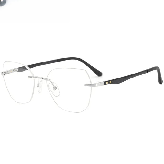 Women's Polygon Rimless Titanium Flat Top Prescription Glasses 316026 — view 1 | Rx Spectacle