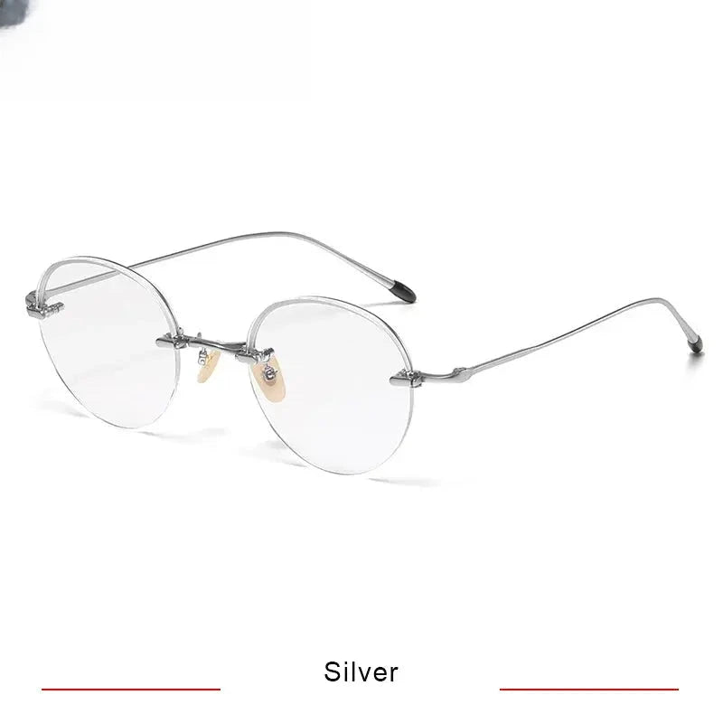 Men's Round Semi-Rimless Titanium Prescription Glasses K5921 — view 6 | Rx Spectacle