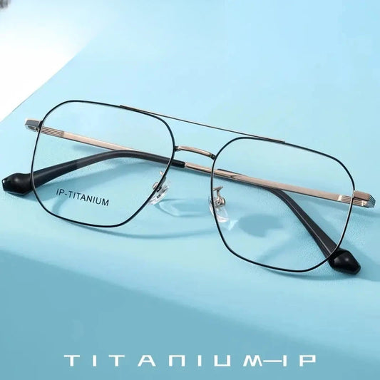 Unisex Square Full Rim Alloy Double Bridge Prescription Glasses 98434 — view 1 | Rx Spectacle
