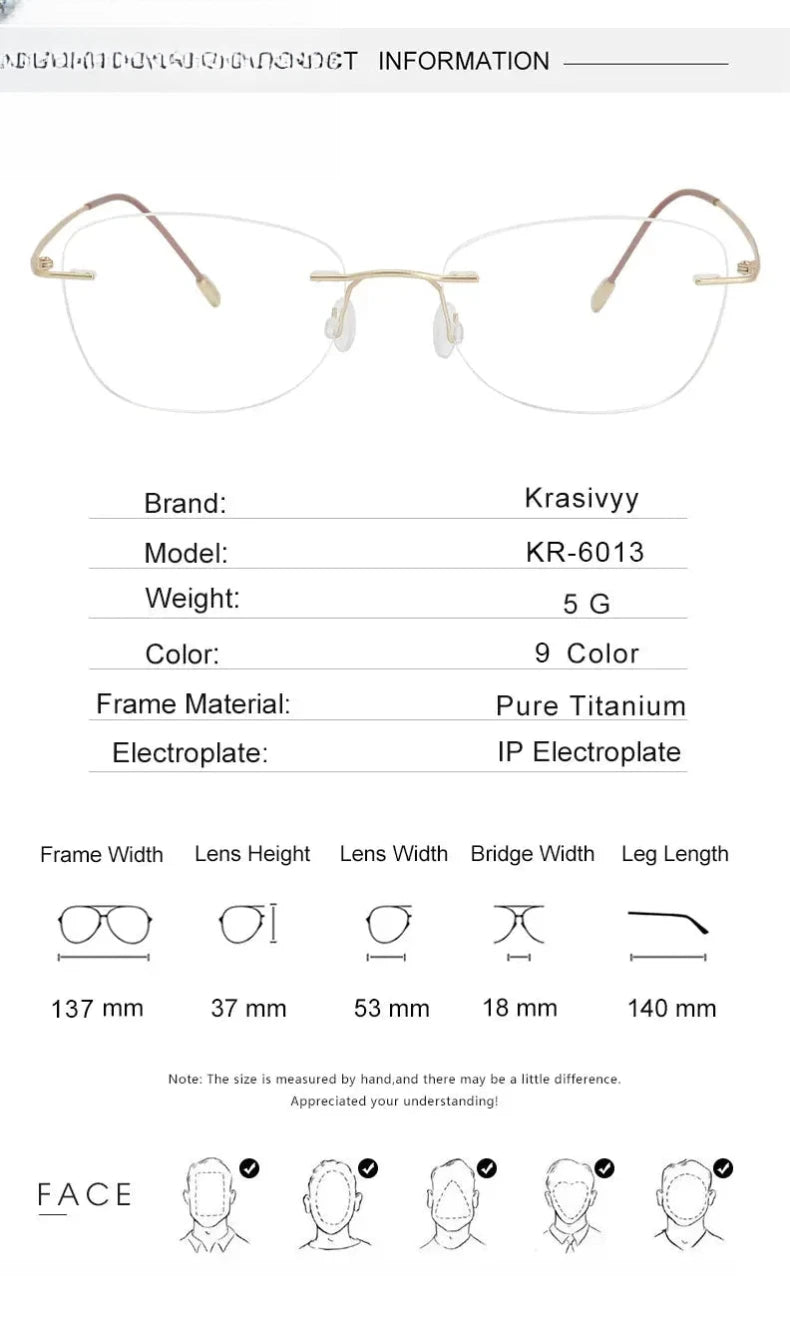 Women's Polygon Rimless Titanium Prescription Glasses 36013 — view 2 | Rx Spectacle