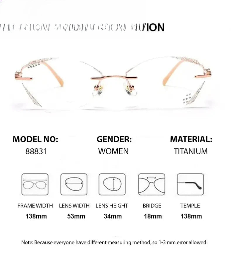 Women's Oval Rimless Titanium Prescription Glasses 88831 — view 2 | Rx Spectacle