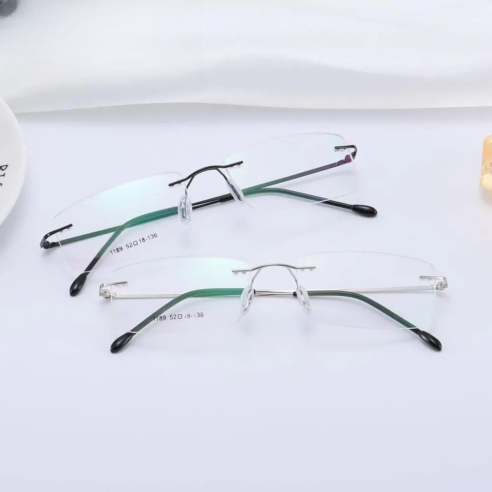 Men's Rectangular Rimless Titanium Prescription Glasses 1189 — view 6 | Rx Spectacle