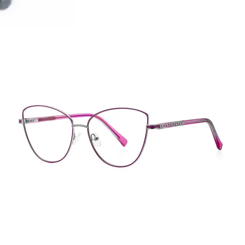 Women's Cat Eye Full Rim Alloy Reading Glasses 3067 — view 10 | Rx Spectacle