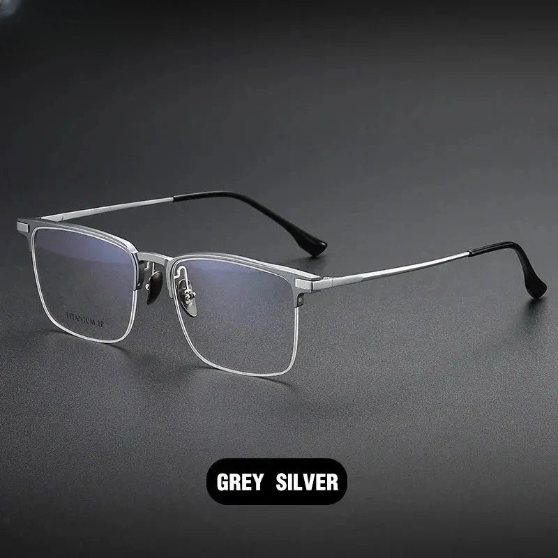 Unisex Square Semi-Rimless Titanium Reading Glasses V20261 — view 11 | Rx Spectacle