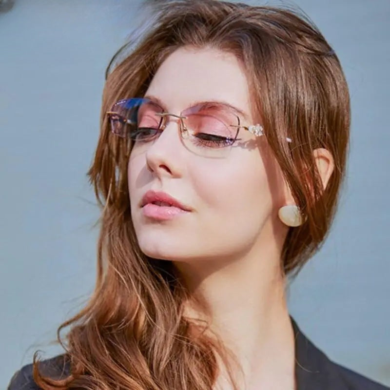 Women's Oval Rimless Titanium Prescription Glasses 2889 — view 7 | Rx Spectacle