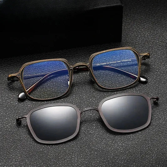 Men's Square Full Rim Titanium Clip-On Prescription Glasses 5969 — view 1 | Rx Spectacle
