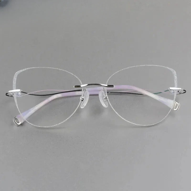 Women's Cat Eye Rimless Titanium Prescription Glasses 88057 — view 1 | Rx Spectacle