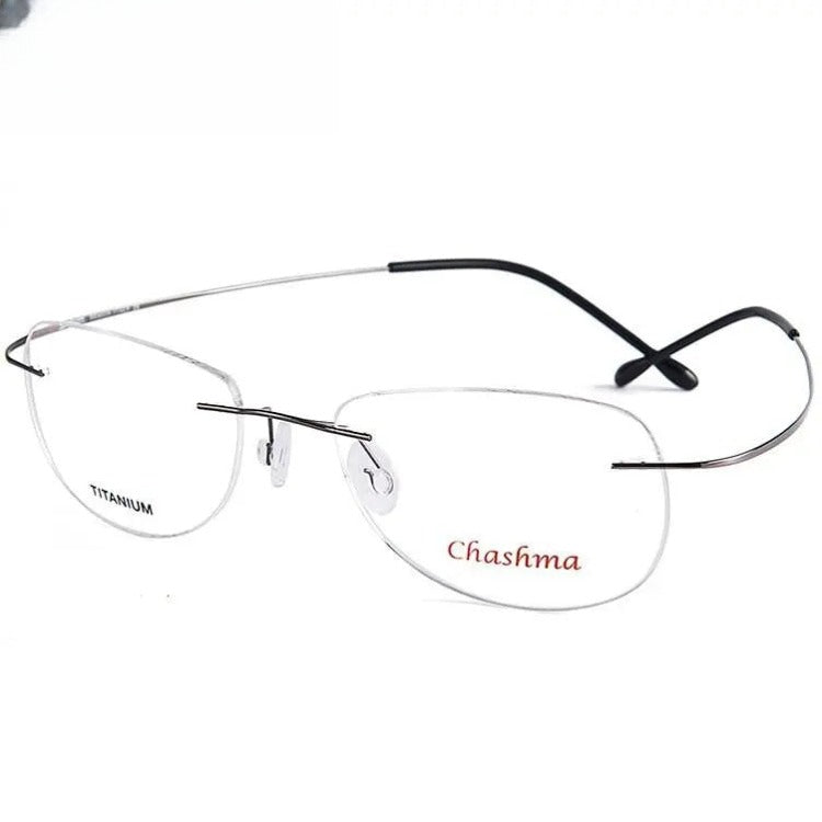 Men's Square Rimless Titanium Prescription Glasses 6009 — view 7 | Rx Spectacle