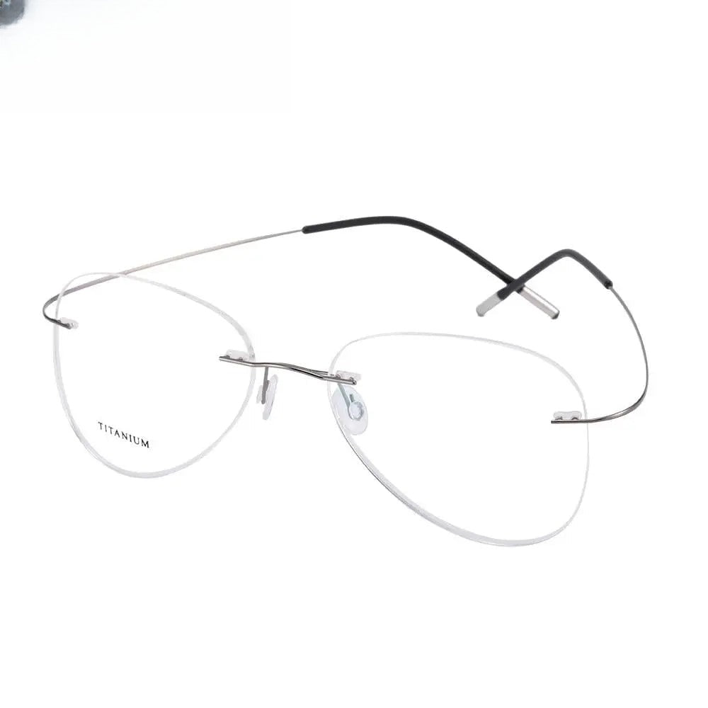 Unisex Irregular Rimless Titanium Prescription Glasses 20002 — view 7 | Rx Spectacle