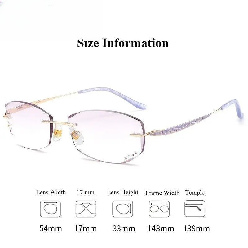 Women's Rectangular Rimless Titanium Prescription Glasses 10139 — view 8 | Rx Spectacle