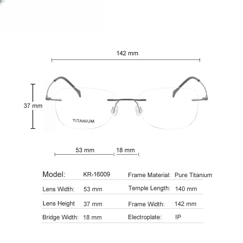 Unisex Oval Rimless Titanium Prescription Glasses 316009 — view 2 | Rx Spectacle