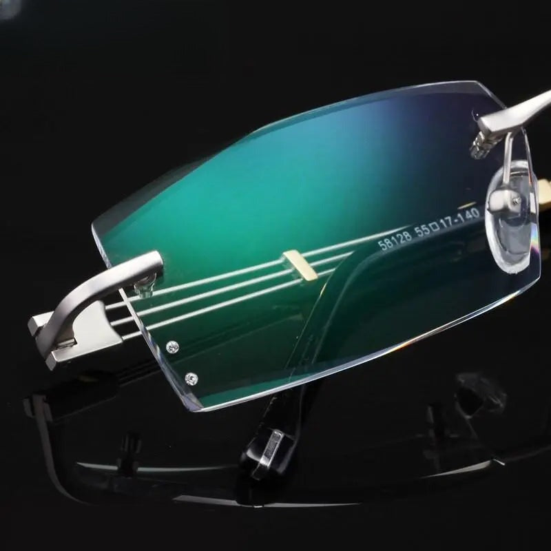 Men's Square Rimless Alloy Prescription Glasses 58128 — view 8 | Rx Spectacle