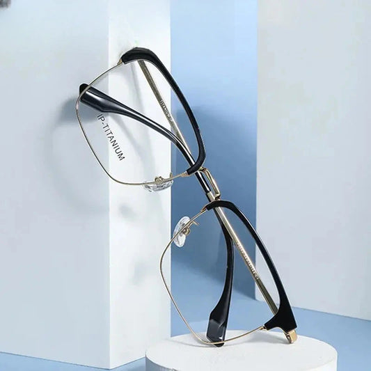 Unisex Square Full Rim Titanium Prescription Glasses 98601 — view 1 | Rx Spectacle