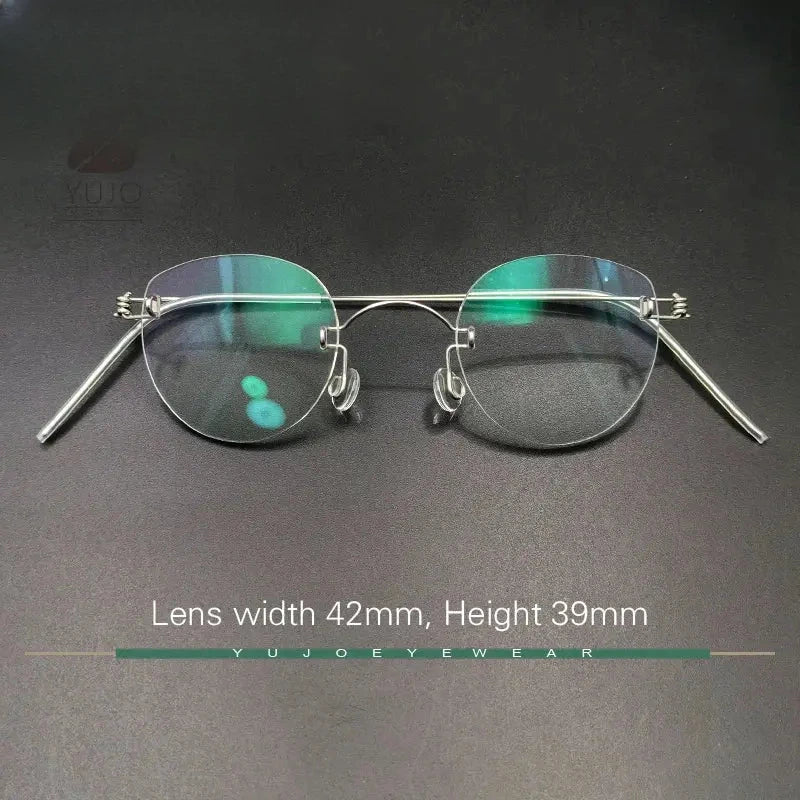 Unisex Oval Rimless Stainless Steel Screwless Prescription Glasses 313533 — view 8 | Rx Spectacle