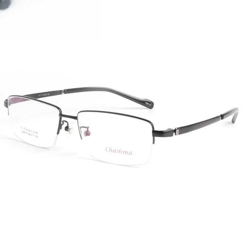Square Semi-Rimless Titanium Oversized Prescription Glasses 8911 — view 2 | Rx Spectacle