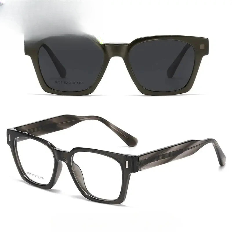 Unisex Square Full Rim Acetate Clip-On Prescription Glasses 938731 — view 6 | Rx Spectacle