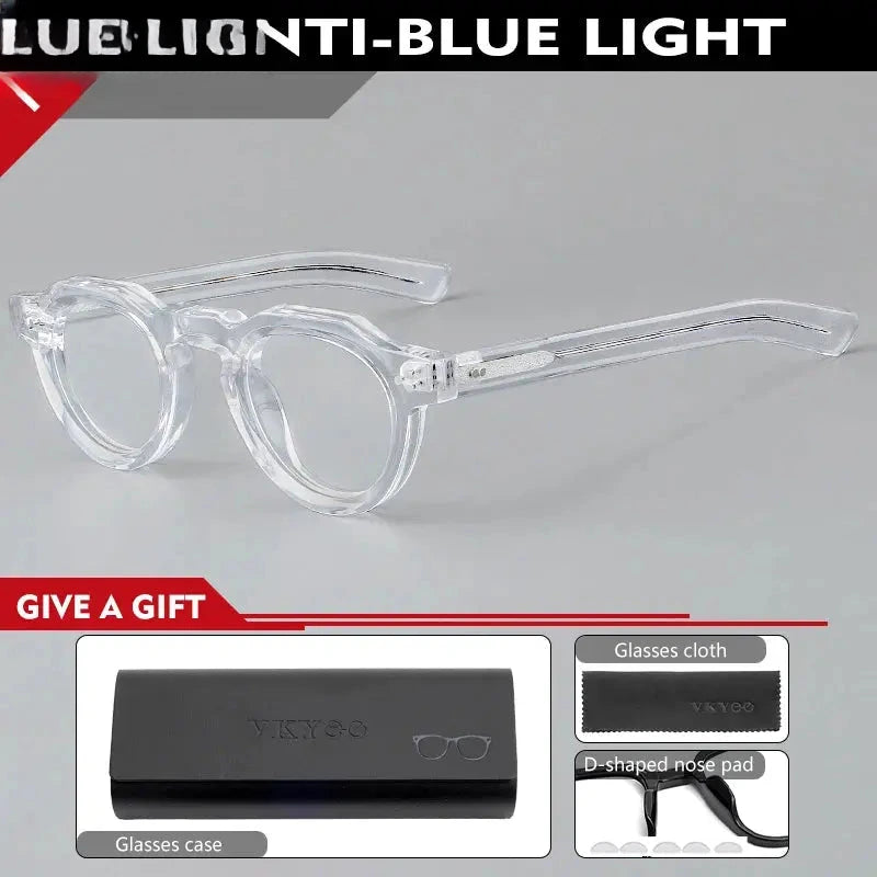 Women's Round Full Rim Acetate Flat Top Reading Glasses 98013 — view 7 | Rx Spectacle