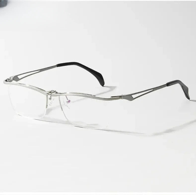 Men's Square Semi-Rimless Titanium Prescription Glasses 114896 — view 5 | Rx Spectacle