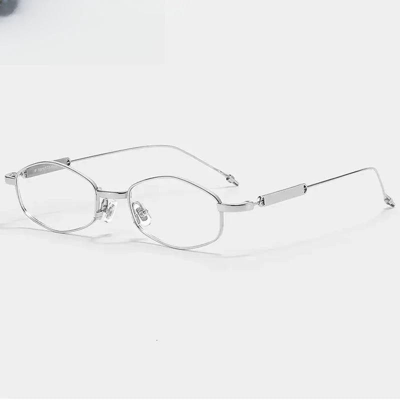 Unisex Oval Full Rim Titanium Prescription Glasses 778218 — view 4 | Rx Spectacle