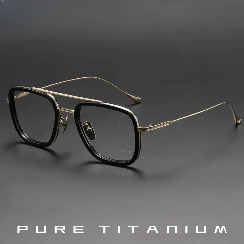 Men's Square Full Rim Titanium Double Bridge Prescription Glasses 774006 — view 1 | Rx Spectacle