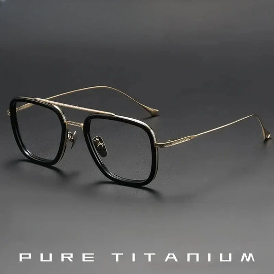 Men's Square Full Rim Titanium Double Bridge Prescription Glasses 774006 — view 1 | Rx Spectacle