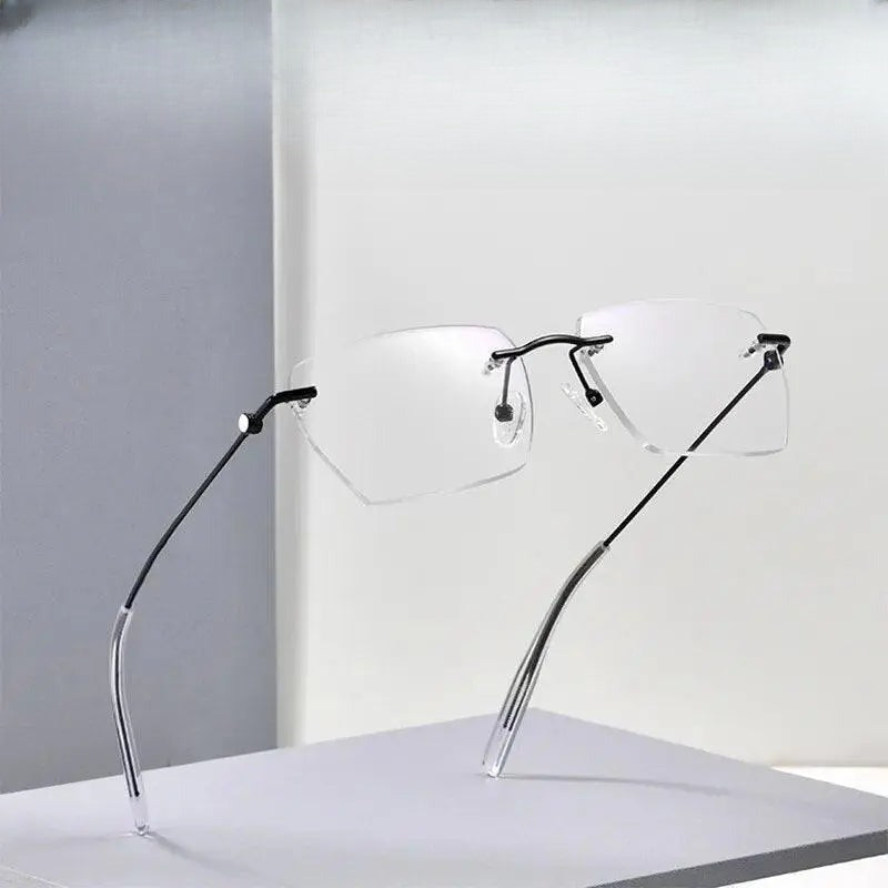 Unisex Square Rimless Titanium Prescription Glasses 71327 — view 1 | Rx Spectacle