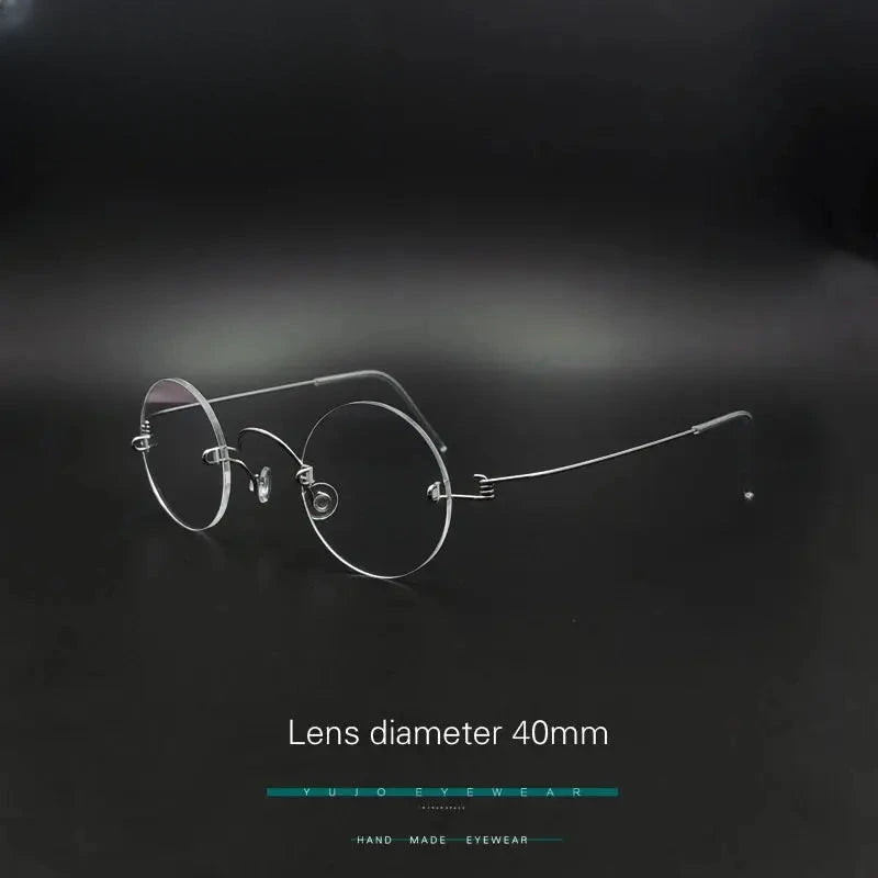 Unisex Round Rimless Stainless Steel Screwless Prescription Glasses 4040 — view 1 | Rx Spectacle