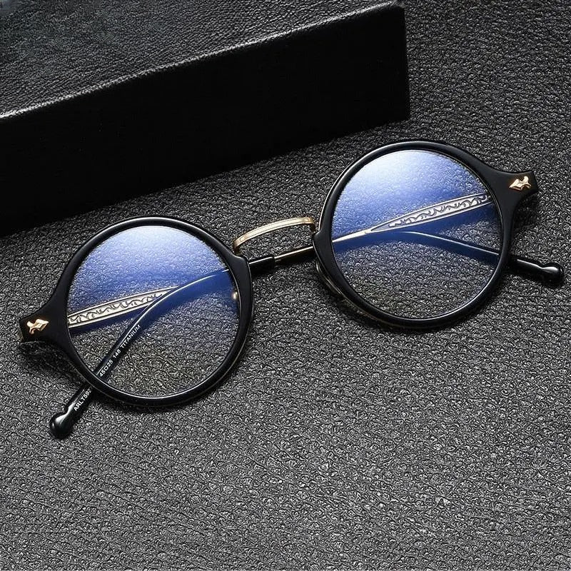 Unisex Round Full Rim Titanium Prescription Glasses Gxyj1060 — view 10 | Rx Spectacle
