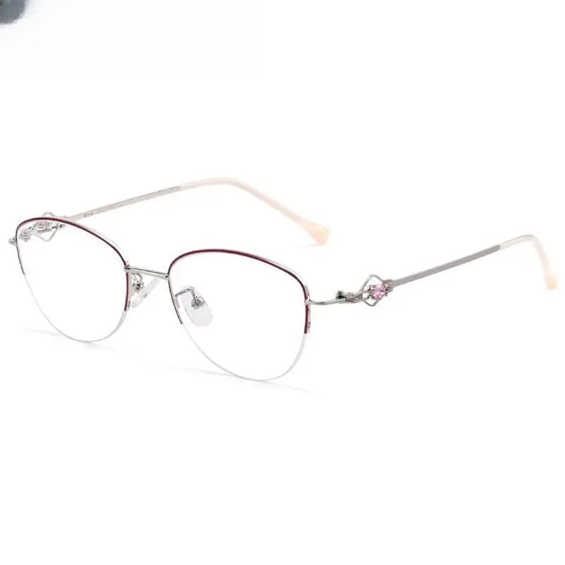 Women's Cat Eye Semi-Rimless Stainless Steel Prescription Glasses 8025 — view 3 | Rx Spectacle