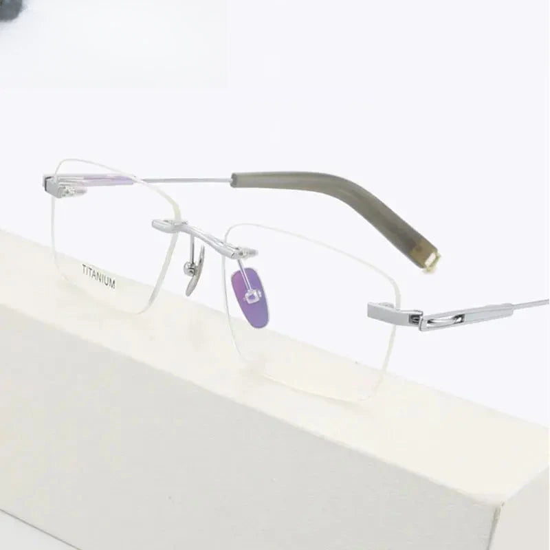 Women's Square Rimless Titanium Prescription Glasses 572312 — view 1 | Rx Spectacle