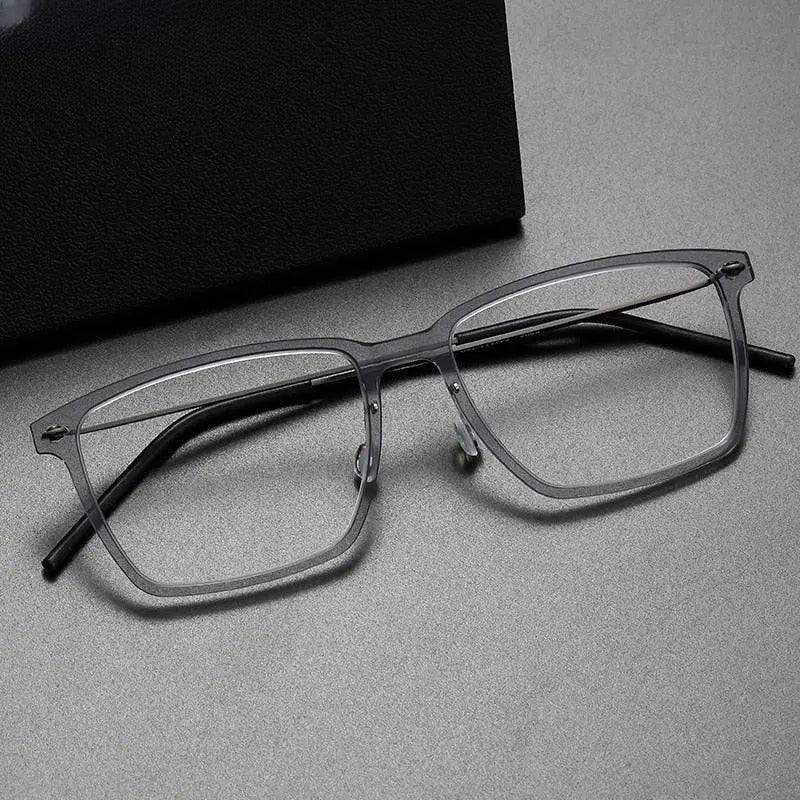 Unisex Square Full Rim Titanium Screwless Prescription Glasses 6505 — view 1 | Rx Spectacle