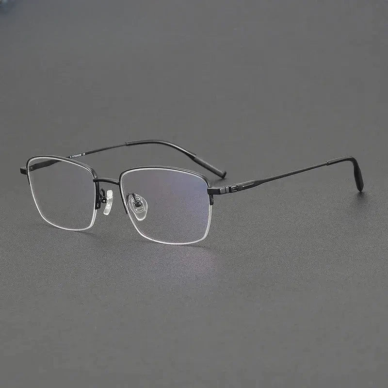 Men's Polygon Semi-Rimless Titanium Prescription Glasses 781055 — view 3 | Rx Spectacle