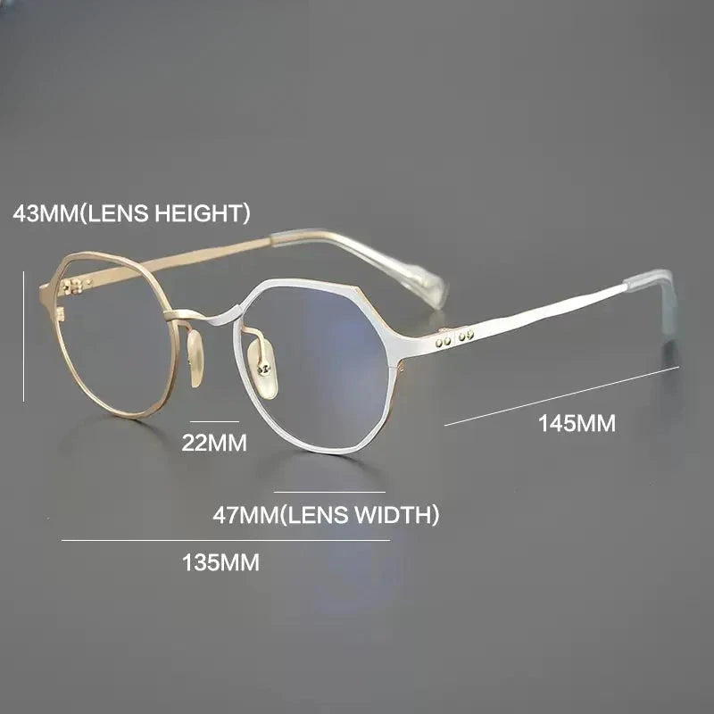 Unisex Round Full Rim Titanium Flat Top Prescription Glasses Gxyj1219 — view 5 | Rx Spectacle